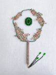Jade Garden Gems Branch Fan - Gold, Jade