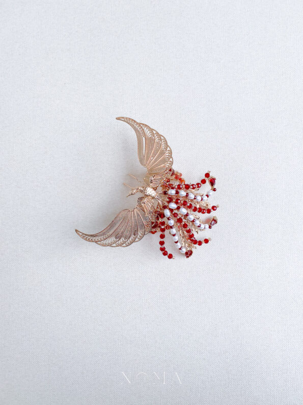 CHN-202200111-Phoenix-Open-Wing-Ponytail-Cuff-Gold-Red-1