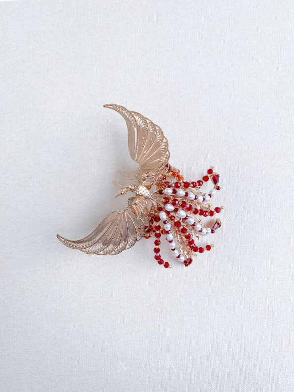 CHN-202200111-Phoenix-Open-Wing-Ponytail-Cuff-Gold-Red-2