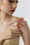 CHN-202200111-Phoenix-Open-Wing-Ponytail-Cuff-Gold-Red