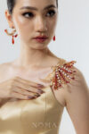 CHN-202200111-Phoenix-Open-Wing-Ponytail-Cuff-Gold-Red