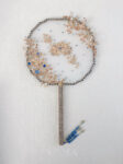 Double Twin Crane Garden Fan - Gold, Blue