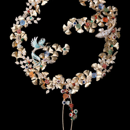 Ginkgo Treasure Fauna Fan - Gold
