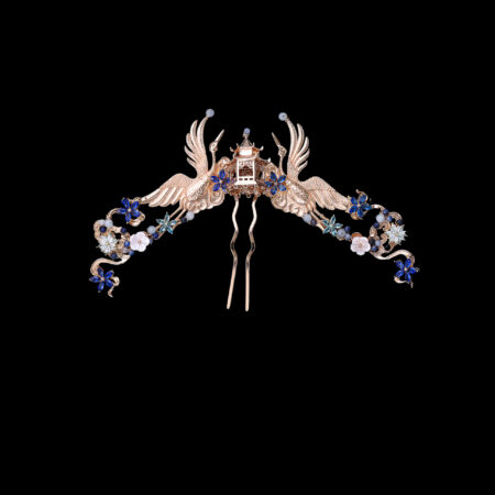 Crane Wing Cloud Floral Middle - Gold, Sapphire