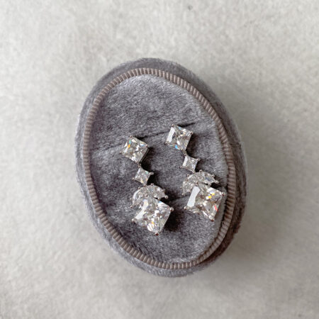 Princess Drop Earrings - Rhodium White Gold