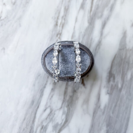 Neat Hoop Earrings - Rhodium White Gold