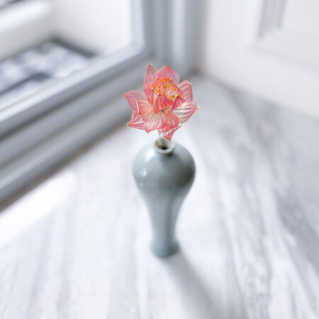LR Pink Lotus Medium Hairpin - Gold, Pink