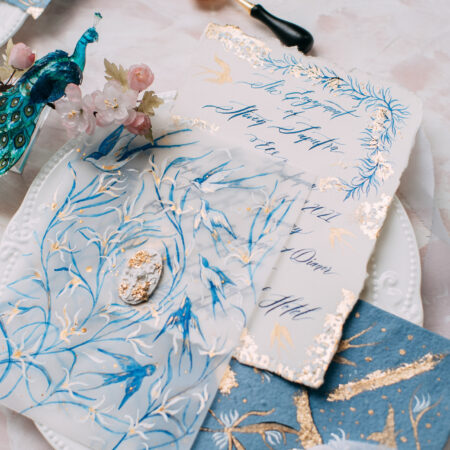 HS Divine Peacock Hairpin - Gold, Blue
