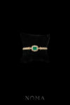 Oriental Art Bangle - 18k Yellow Gold, Emerald