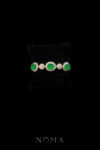 Superior Oval Jade Halo Mix Flower Bracelet - 18k Yellow Gold, Jade