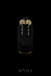 Superior Dangling Orchid Jade Earrings - 18k Yellow Gold, Jade