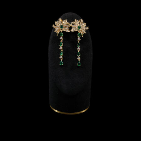 Superior Dangling Orchid Jade Earrings - 18k Yellow Gold, Jade