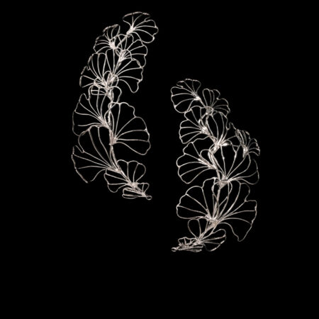 Ginkgo Bouquet Side Hairvine Pair - Rhodium White Gold (1 pair)