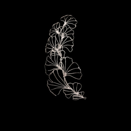 Ginkgo Bouquet Side Hairvine/Brooch - Rhodium White Gold (Left)