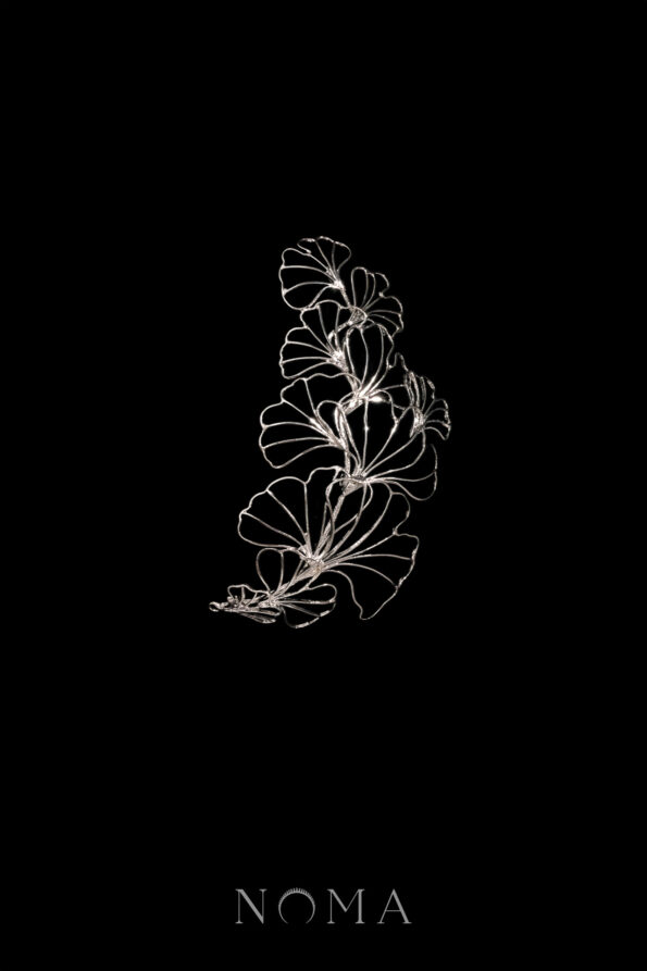 925-202300021-Ginkgo-Bouquet-Side-HairvineBrooch-Rhodium-White-Gold-Right