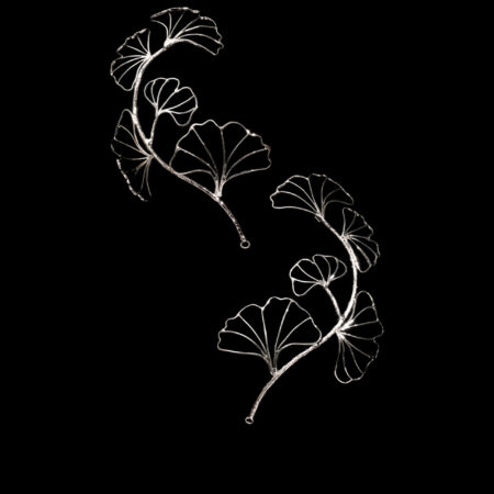 Ginkgo Branches Side Hairvine Pair - Rhodium White Gold (1 pair)