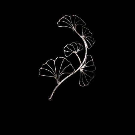 Ginkgo Branches Side Hairvine/Brooch - Rhodium White Gold (Right)