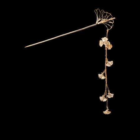 Minimalist Ginkgo Hairpin - 18k Yellow Gold