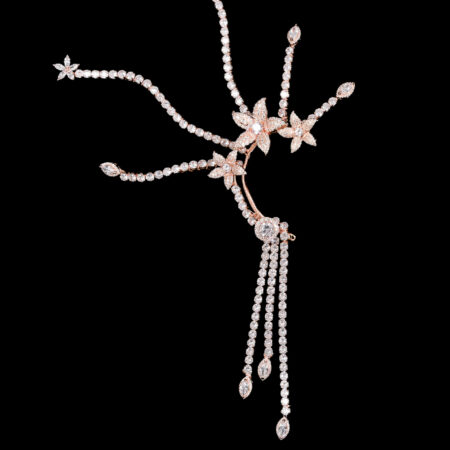 Paved Flower Earpiece - Rose Gold (Right)