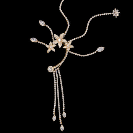 Paved Flower Earpiece - Gold (Left)