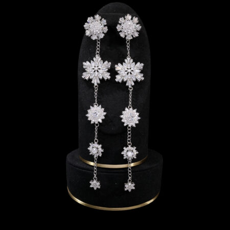 Snowflakes Light Earrings - White Gold