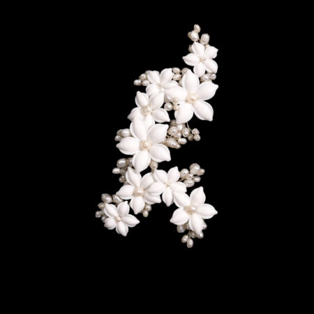 Clay Flower Jasmine Arrangement Side Hairvine - White Silver