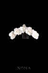 ⁠⁠⁠Clay Flower Jumbo Quadruple Round Haircomb - White Silver