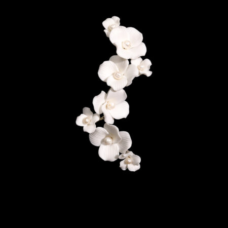Clay Flower Quadruple Mix Hairvine - White Silver