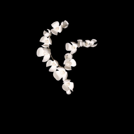 Clay Flower Triple Mix Double Curve Hairvine - White Silver
