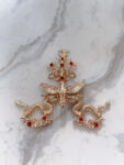 Phoenix and Dragon in Heaven Brooch - Gold, Red