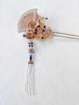 Flying Crane Bouquet Hairpin - Gold, Sapphire (Right)