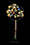 Ginkgo Bird Garden Fan - Gold, Yellow