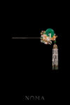 Round Jade Perle Hairpin - Gold, Jade