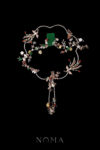Carved Rectangle Happiness Jade Fan - Gold, Jade