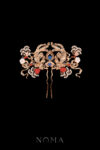 Antique Twin Phoenix Pearl Cloud Middle - Gold, Blue