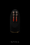 Cherry Blossom Window Pear Jade Earrings - Gold, Red Jade
