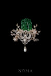 Magnificent Twin Phoenix Jade Brooch - Gold, Jade