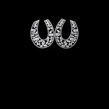 Horseshoe Earrings - Rhodium White Gold