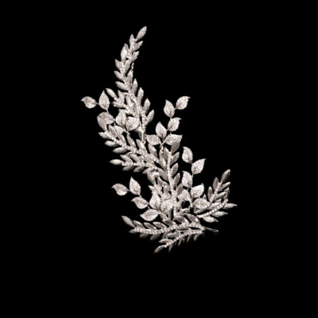 Leafy Extravagance Twigs Side Hairvine - Rhodium White Gold (Left)