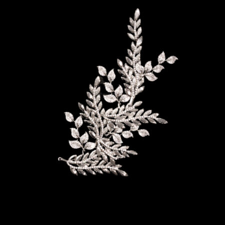 Leafy Extravagance Twigs Side Hairvine - Rhodium White Gold (Right)