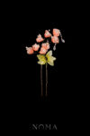 CG Cascading Begonia Hairpin - Gold, Coral