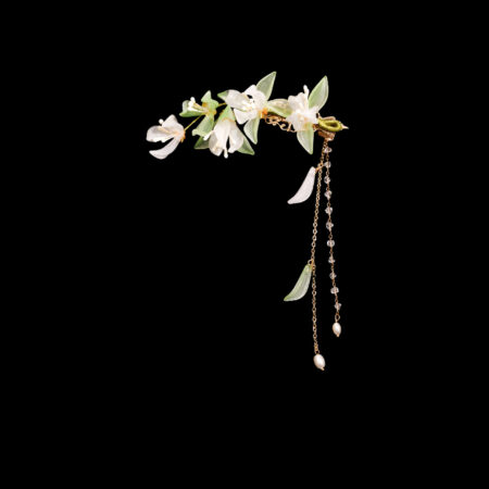 CG Magnolia Arrangement Hairclip - Gold, White