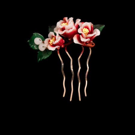 CG Peony Bloom Haircomb - Gold, Red