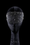 Scattered Pearl Birdcage Veil - Gold, White