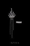 Oval Shine Ponytail Haircomb with Chain Set - White Gold (2 pcs)
