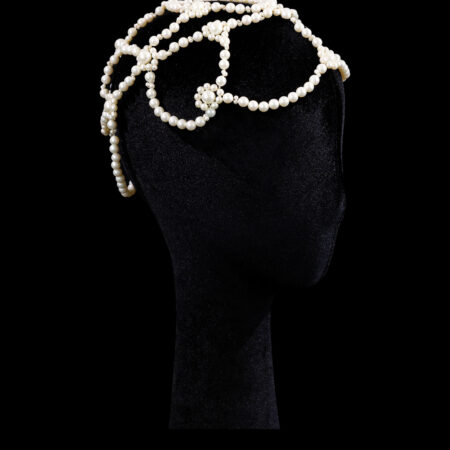 Pearl Weaving Headdress - White Silver, White Pearl