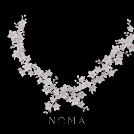 Clay Flower Jasmine Pearl Hairvine/Belt - White Silver