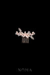 Paved Flower Twigs Leaf Side Hairvine - Rose Gold