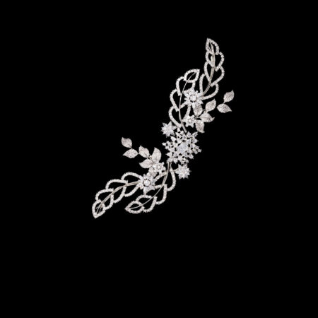 Leaflets Twigs Art Hairvine/Brooch - White Gold
