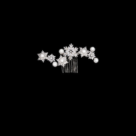 Simple Pearly Snowflakes Side Hairvine - White Gold